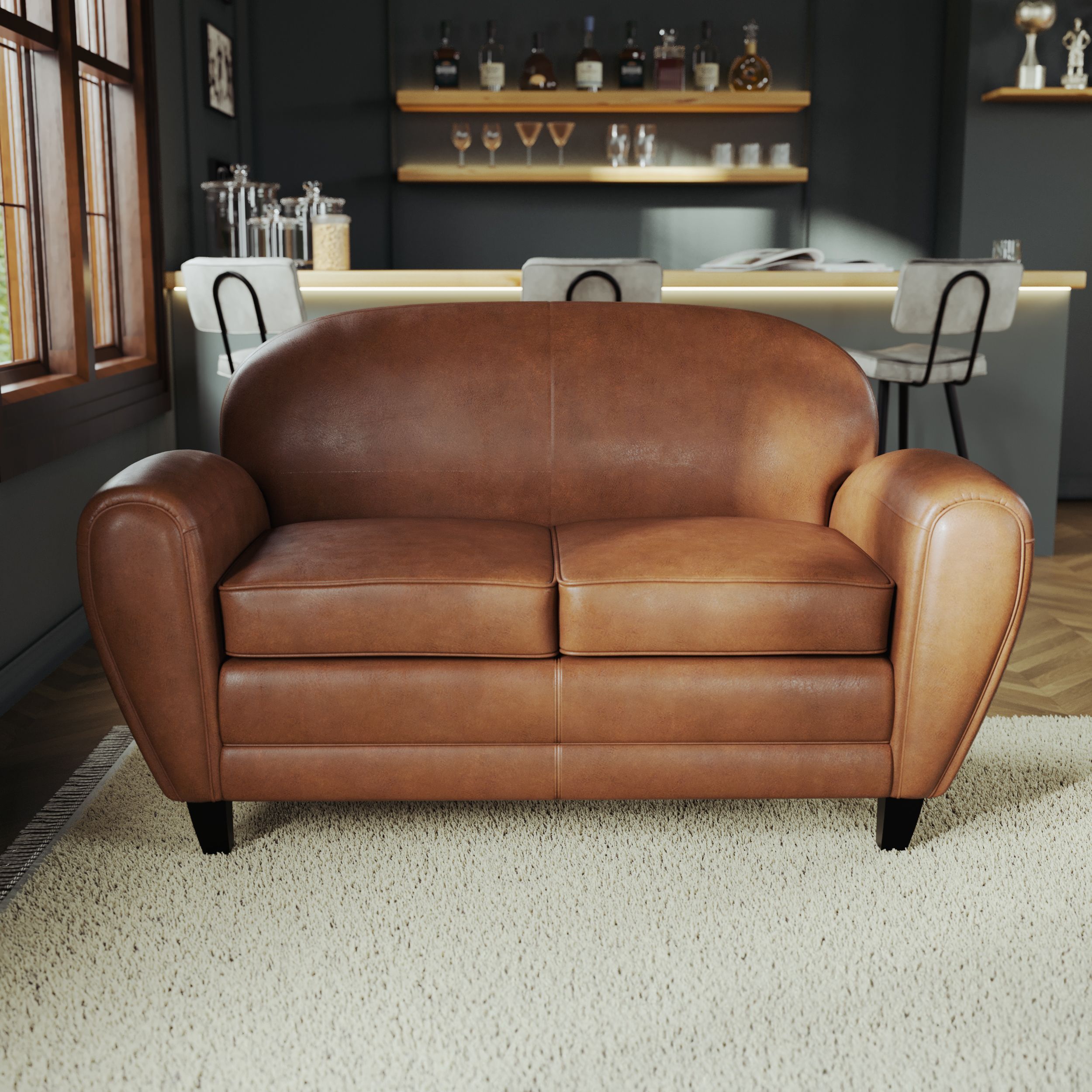 Ensemble canapé et fauteuil camel 3 places - Club - Club