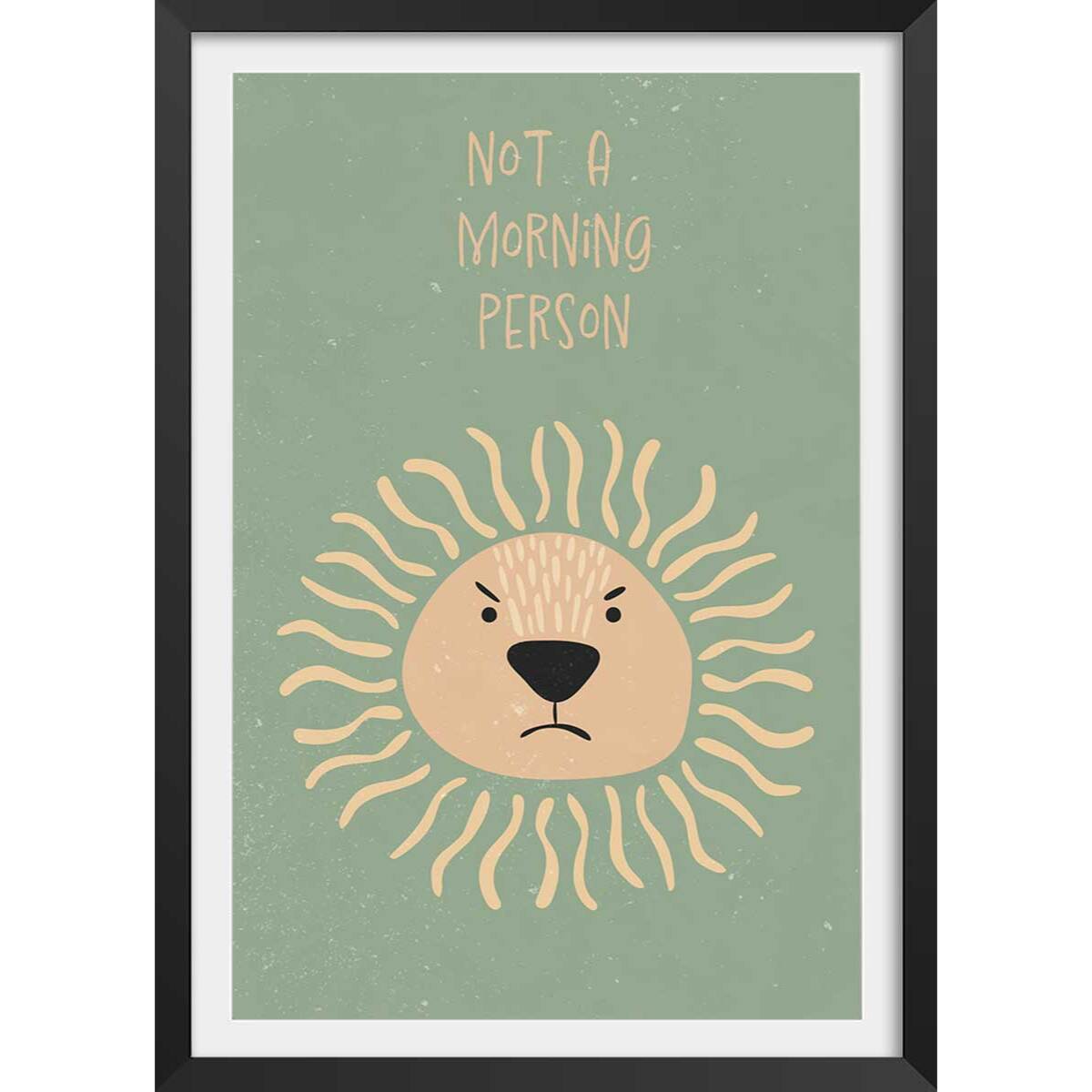 Affiche enfant lion Affiche + cadre en bois - Noir