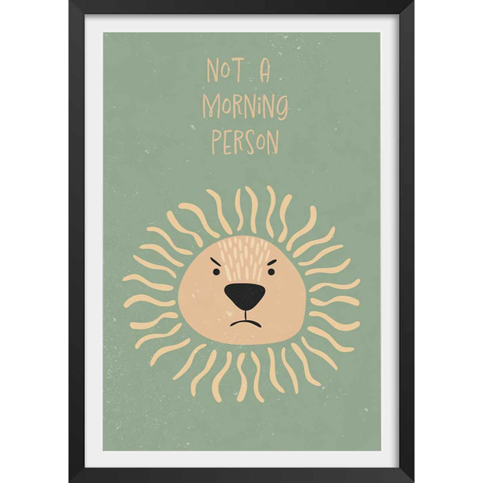 Affiche enfant lion Affiche + cadre en bois - Noir