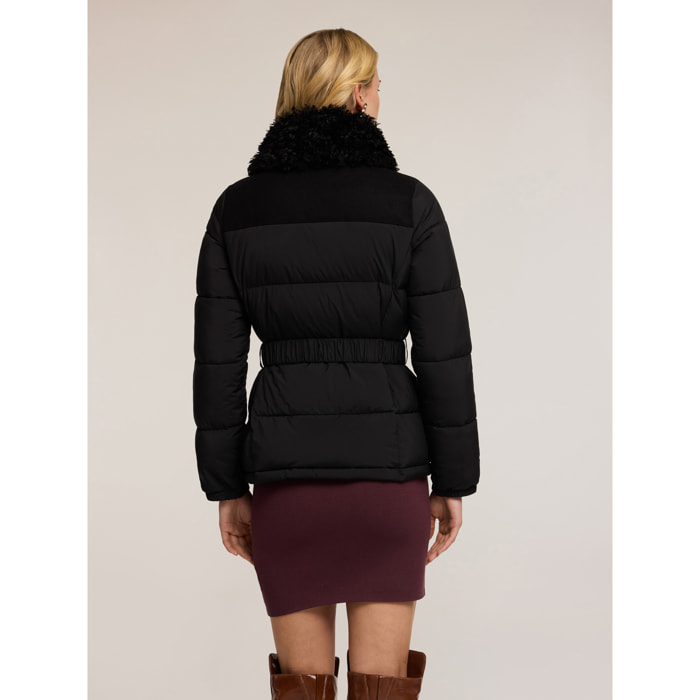 Motivi - Piumino corto con cintura - Nero