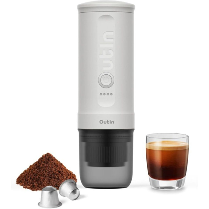 Cafetière portable OUTIN Nano blanc + adaptateur Basket Plus - Coffret de Noel