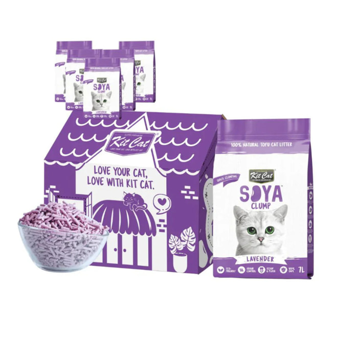 Pack 6 Kit Cat Arena Eco Nova - Lavender 7 L Arena para gatos