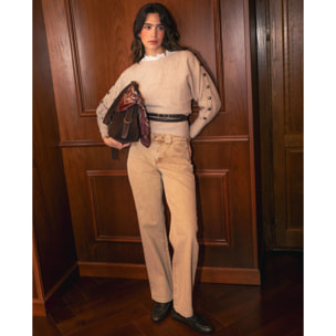 Vaqueros de tiro medio con corte recto de mujer