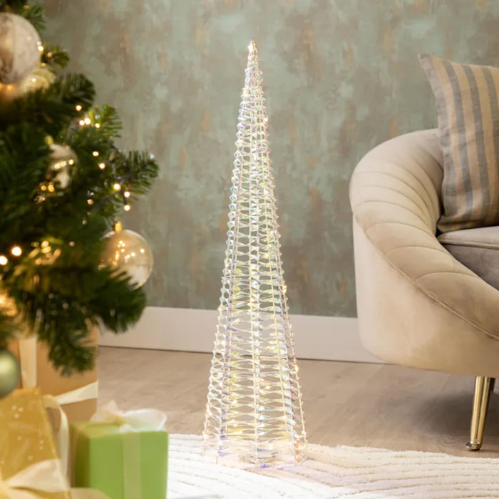 árbol decorativo navideño con 80 micro led de diseño retorcido h.80cm