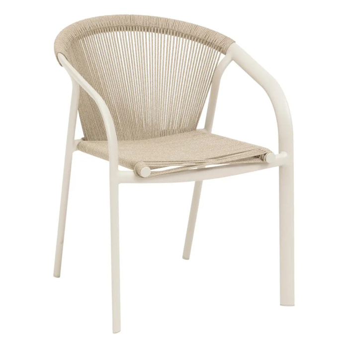 Fauteuil de jardin empilable "Riu" argile & beige aluminium