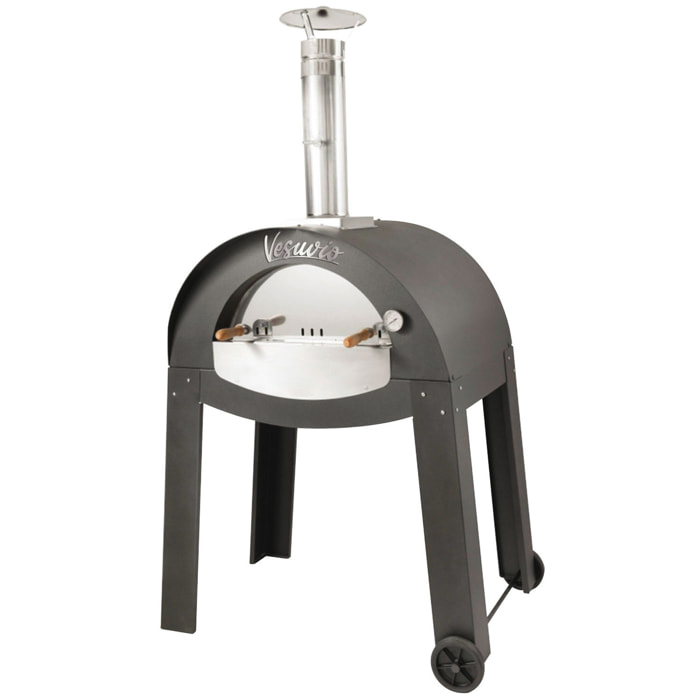 Vesuvio - forno a legna in acciaio inox con camera di cottura da 80x60 cm