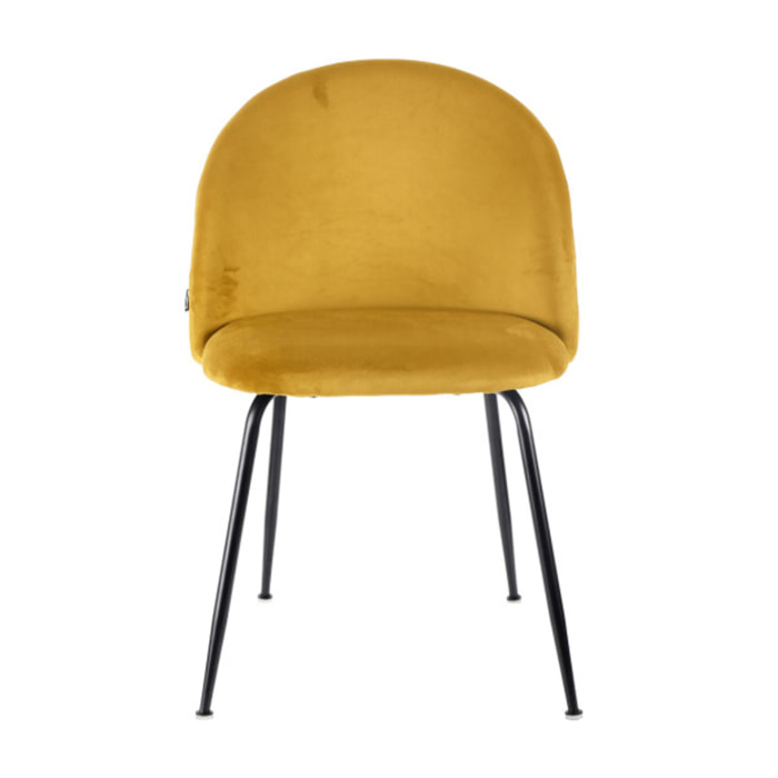 Chaise de repas tissu velours dossier capitonné pieds métal – CLEA 2