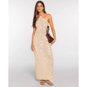 Top de punto con lentejuelas y escote halter de mujer