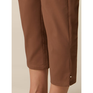 Oltre - Pantalones capri mezcla de algodón - Beige