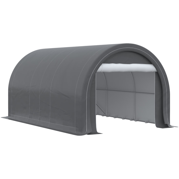 Tente garage carport dim. 5L x 3l x 2,4H m acier galvanisé robuste PE haute densité 190 g/m² imperméable anti-UV gris