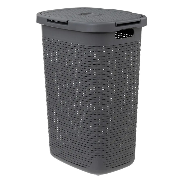 Corbeille Rattan 60L gris beton