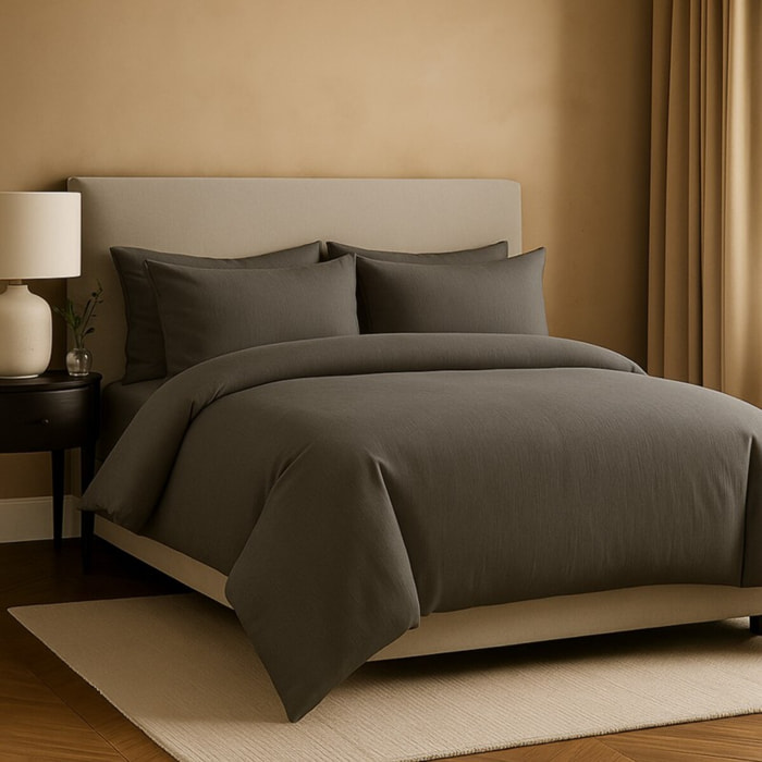 Parure de lit unie - taie 60x60 cm | 100 % polyester | Gris ardoise | Douce et respirante