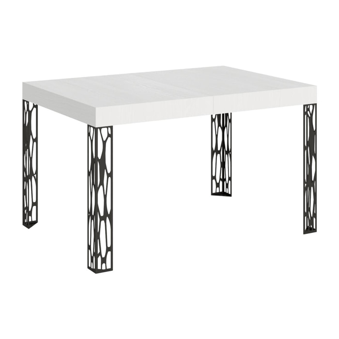 Table Ghibli Extensible Dessus Frêne Blanc 90x130 Allongée 234 cadre Anthracite