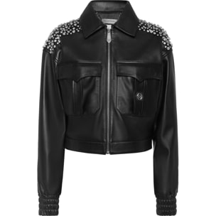 PHILIPP PLEIN Leather Bomber SIGNATURE