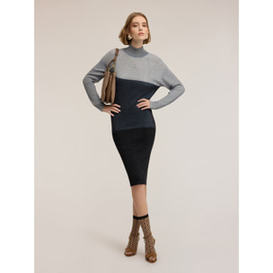 Motivi - Vestido tubo de punto mezcla lurex - Gris