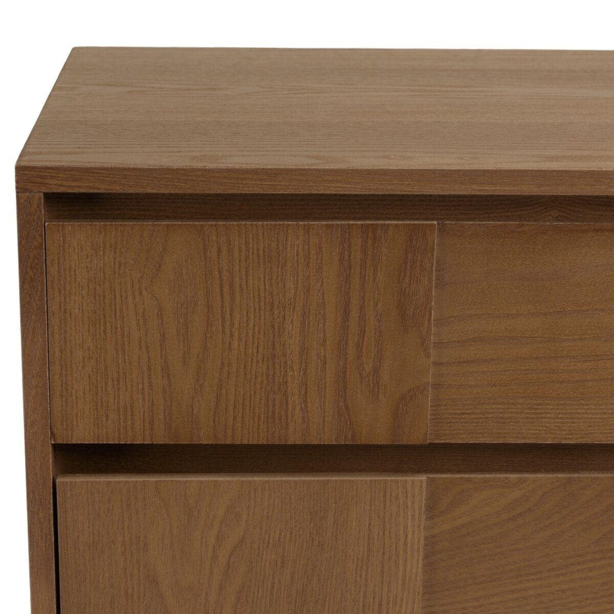 MARIO - Buffet couleur naturelle 2 tiroirs 2 portes décor motif arrondi