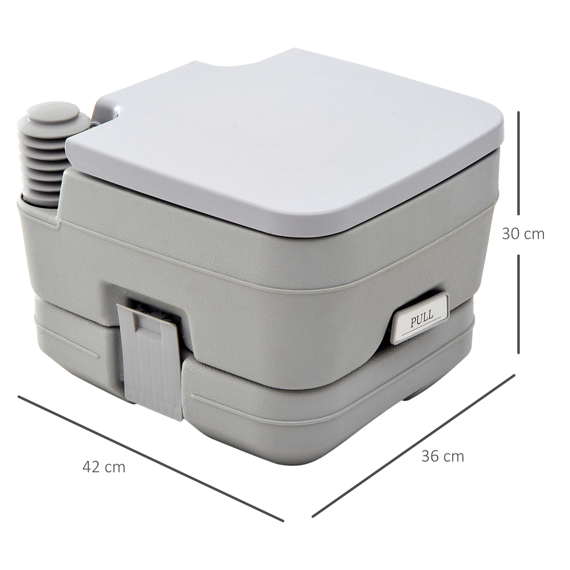 Inodoro Portátil WC Portátil con 2 Tanques de 10L Carga 200 kg Inodoro para Exterior Camping Acampar Senderismo 36x42x30 cm Gris