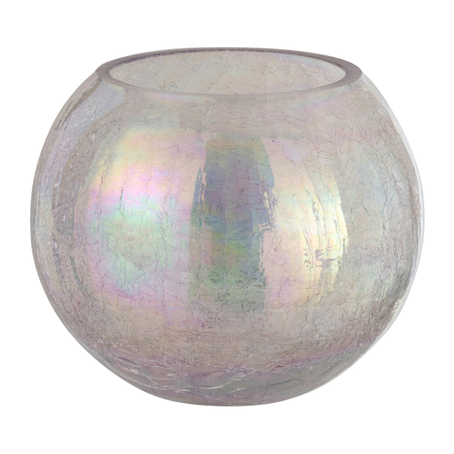 J-Line Photophore Boule Craquele Verre Effet Nacre Mauve Large