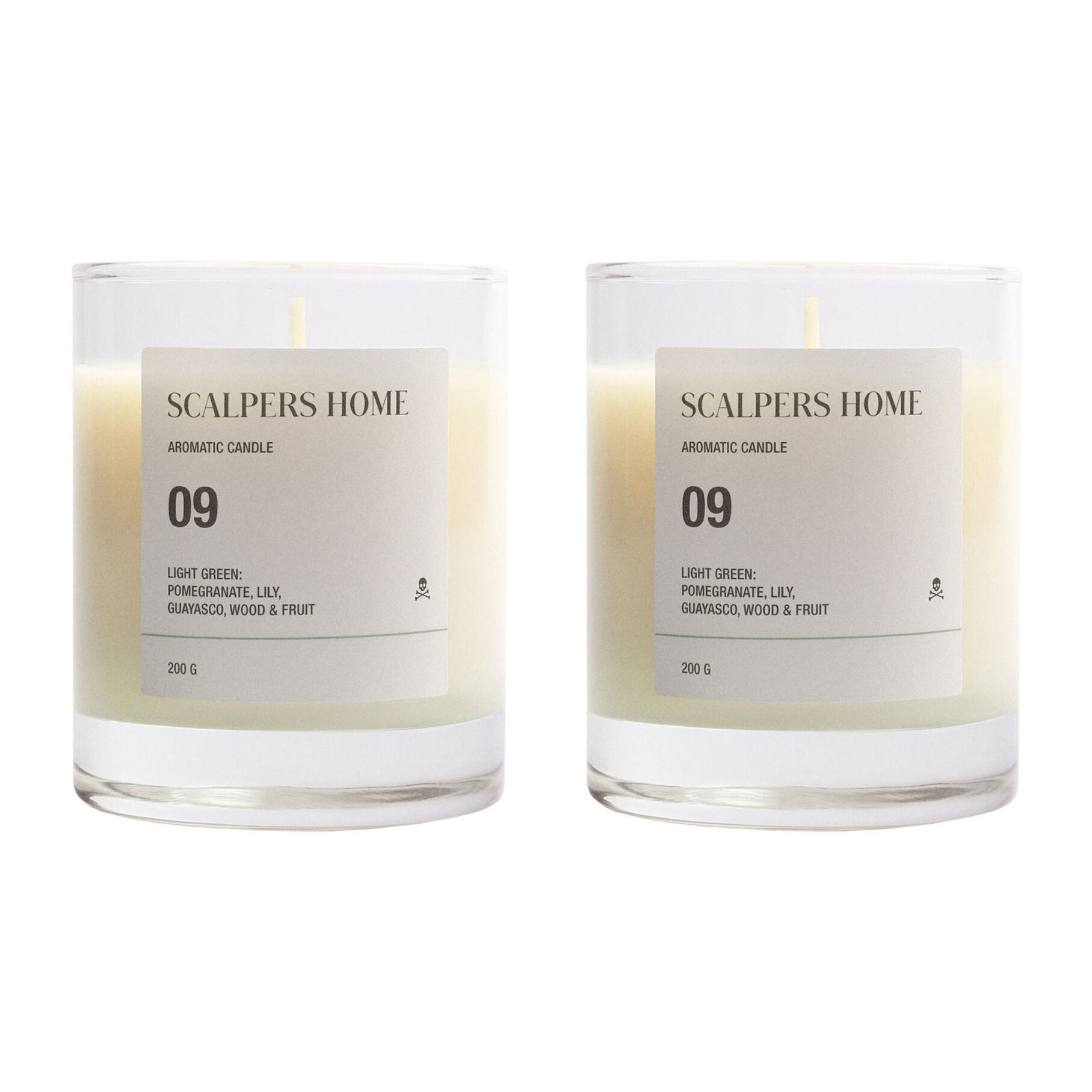 Set de 2 velas aromáticas 200gr aroma light green scalpers