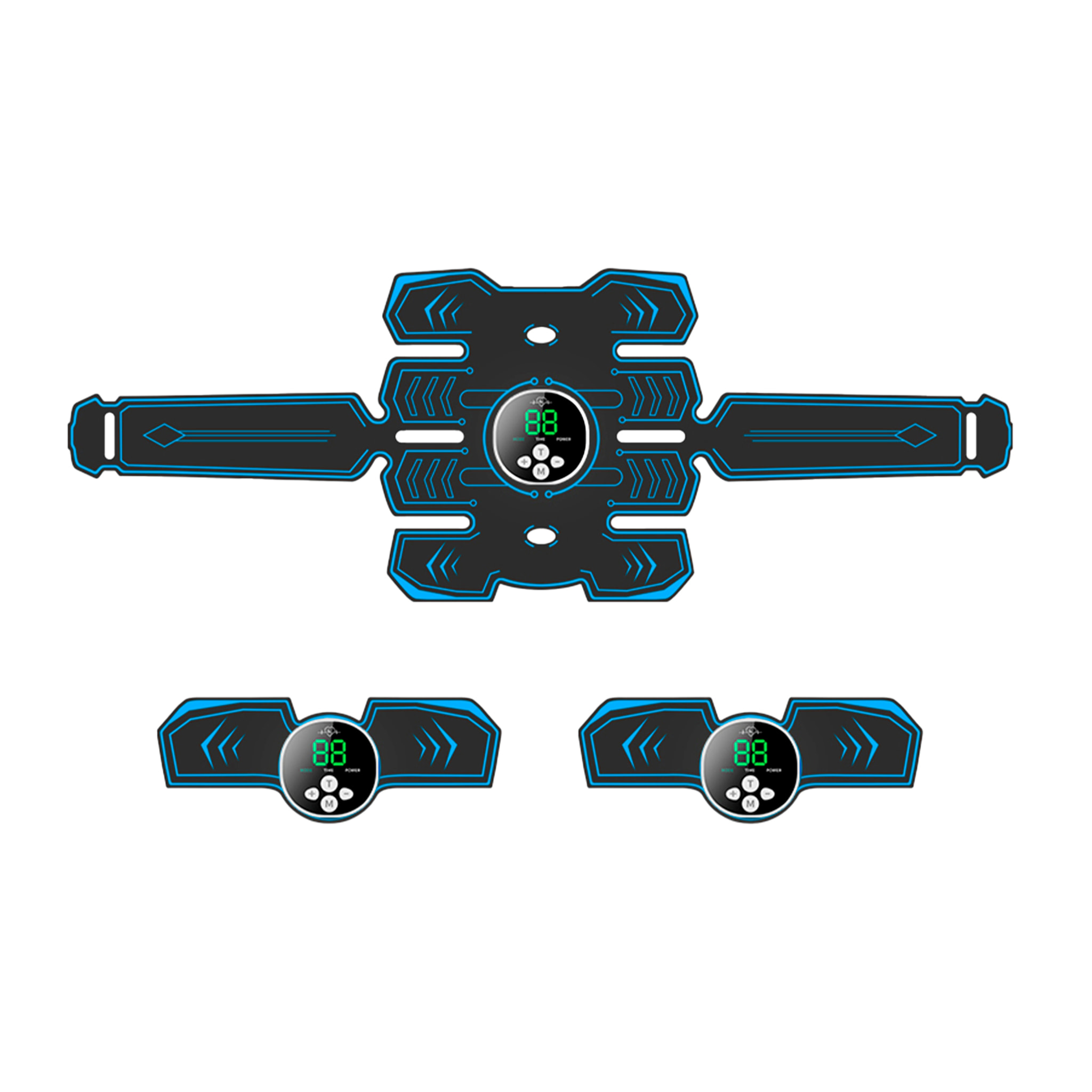 Estimulador electrónico y masaje EMS inteligente Y88. Para abdominales, brazos y piernas. Con 10 modos de uso y 39 intensidades, batería recargable.