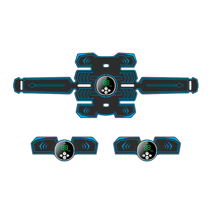 Estimulador electrónico y masaje EMS inteligente Y88. Para abdominales, brazos y piernas. Con 10 modos de uso y 39 intensidades, batería recargable.