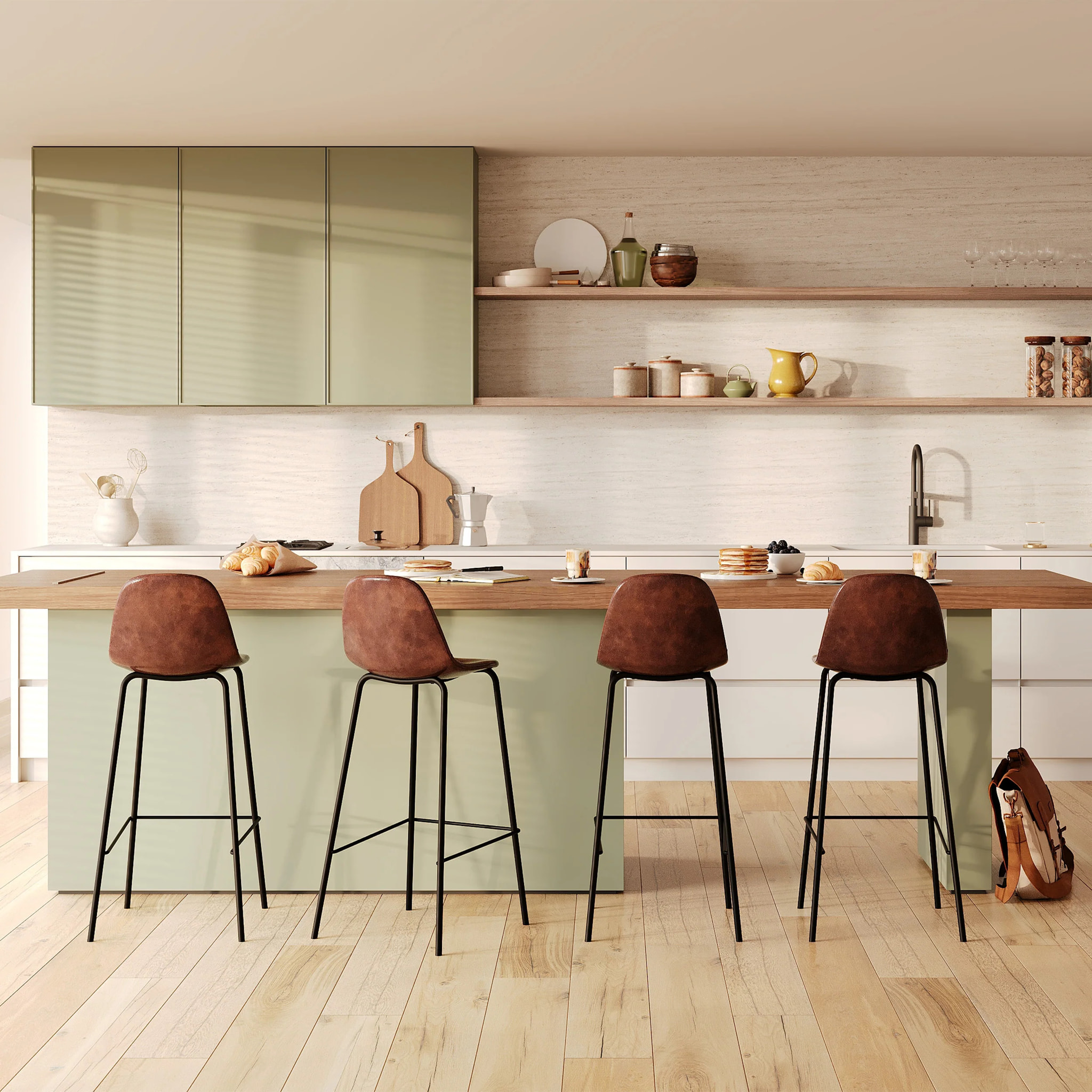 Lot de 2 chaises de bar 75 cm en cuir synthétique marron - Henrik