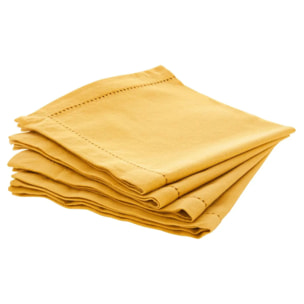 Lot de 4 serviettes de table "Chambray" - jaune moutarde 40x40 cm