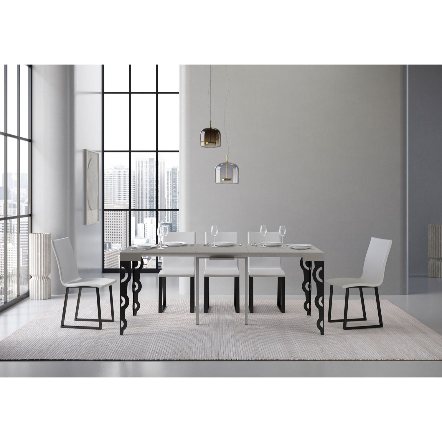 Consolle allungabile 90x40/196 cm Karamay Small Cashmere telaio Antracite