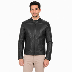 Giubbino in vera pelle di vitello Nero
