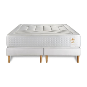 Ensemble Matelas Vingt-Quatre - 24cm - Ressorts ensachés et mémoire de forme - Confort d'exception - Sommier Tapissier Blanc