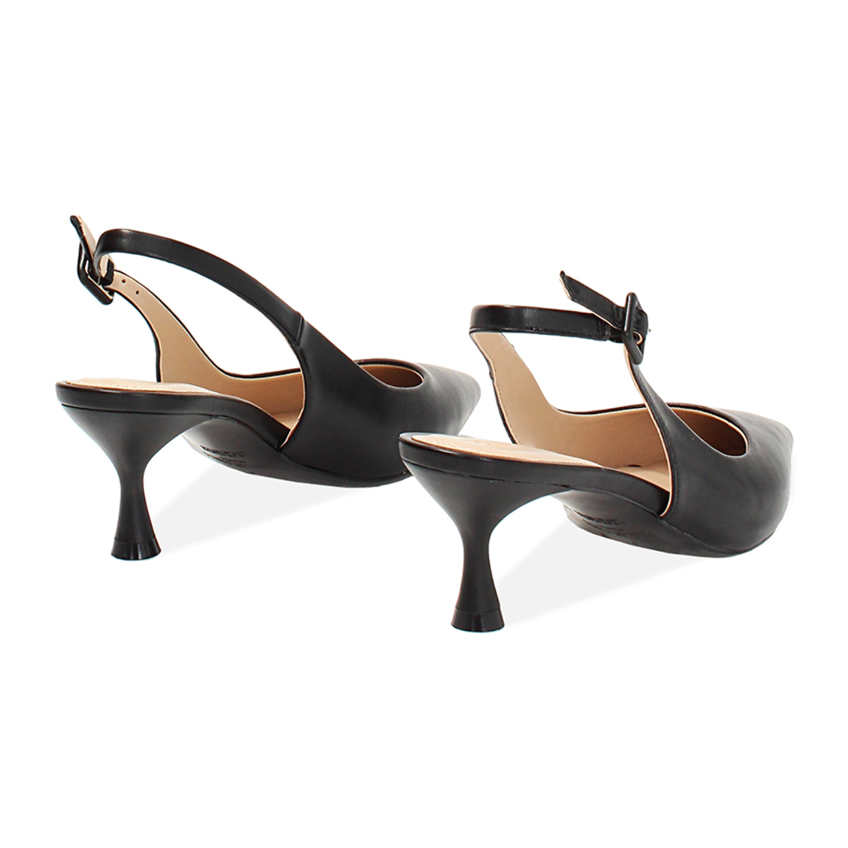 Décolleté slingback donna nere, tacco 6 cm