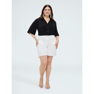 Fiorella Rubino - Shorts in misto cotone con borchie - Bianco