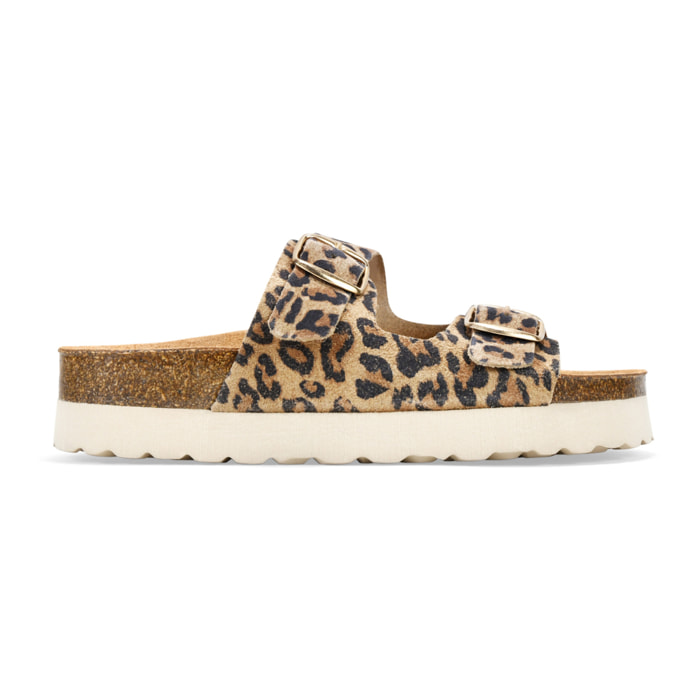 Sandalias de piel leopardo con hebillas