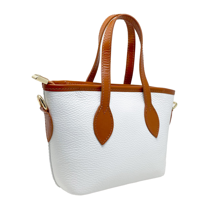 Chicca Borse - Borsa a Mano Donna in Vera Pelle - Colore Bianco
