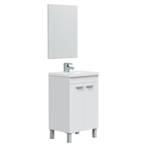 Mueble baño levis 2p 50cm color blanco brillo con espejo, sin lavabo