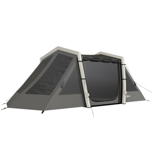 Tente gonflable camping 4 personnes 3 pièces auvent imperméabilité 3000mm gris
