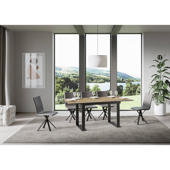 Table Bandos Dessus Chêne Nature 90x120 + 60 cadre Anthracite