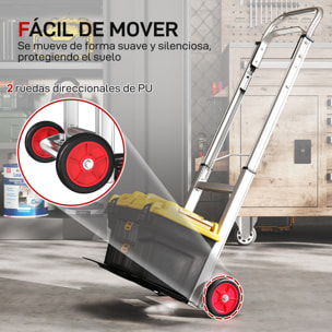 Carretilla Plegable de Aluminio con Mango Telescópico Ajustable, Carga 90 kg, Carretilla de Mano con Ruedas, para Garaje, Oficina, Equipaje, Viajes, Mudanzas y Compras, Plata y Negro