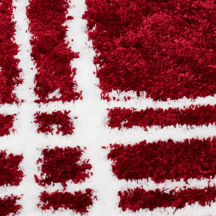 Oslo - tapis de salon à poils longs linéaires rouge