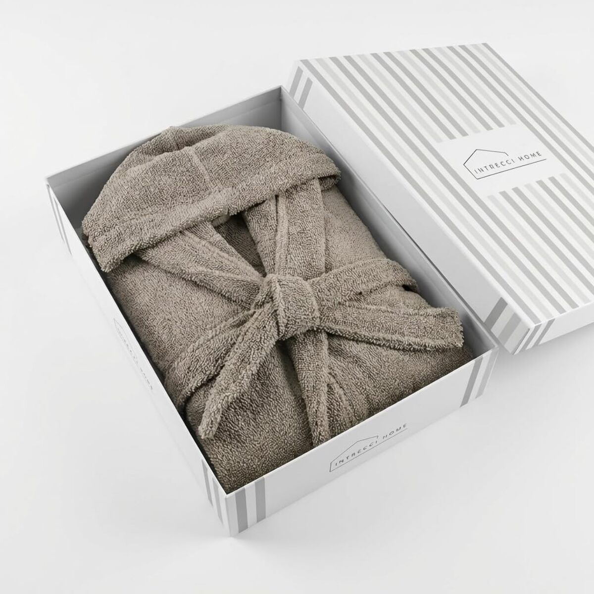 INTRECCI HOME Accappatoio Uomo e Donna, in Puro Cotone Jacquard 500 g, , Morbidezza Extra, Avvolgente, con Cappuccio e Tasche, Elegante e Confortevole,