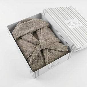 INTRECCI HOME Accappatoio Uomo e Donna, in Puro Cotone Jacquard 500 g, , Morbidezza Extra, Avvolgente, con Cappuccio e Tasche, Elegante e Confortevole,