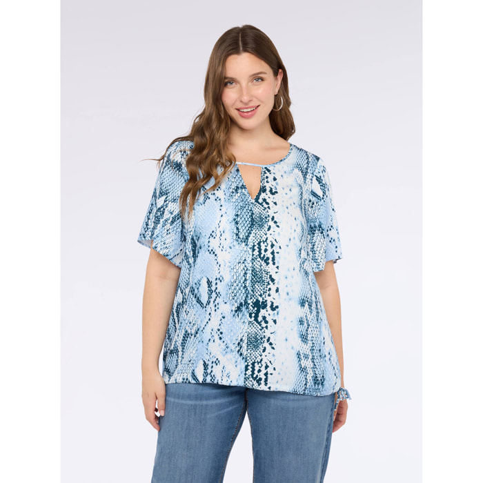 Fiorella Rubino - Blusa con estampado de reptil - Light - blue