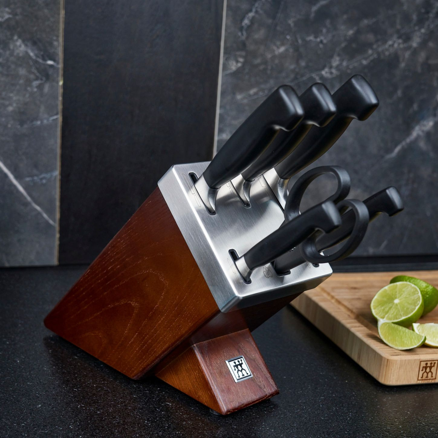 7-pcs, Bloc de couteaux, Brun