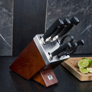 7-pcs, Bloc de couteaux, Brun