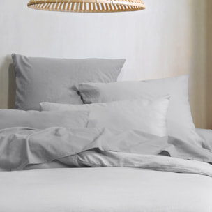 Taie d'oreiller unie en coton bio - Gris Perle