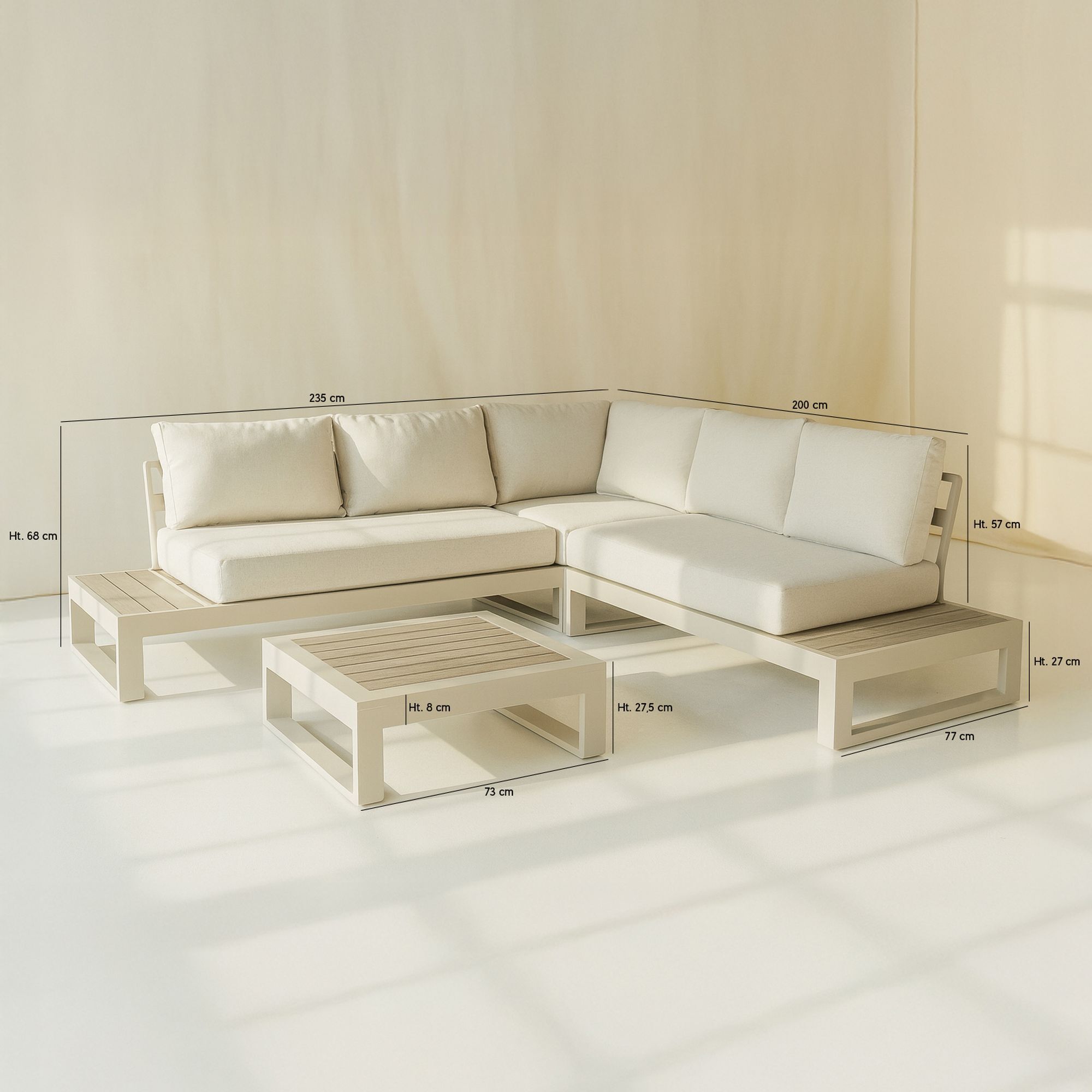 Salon de jardin 6 places en aluminium beige  RIVA BELLA
