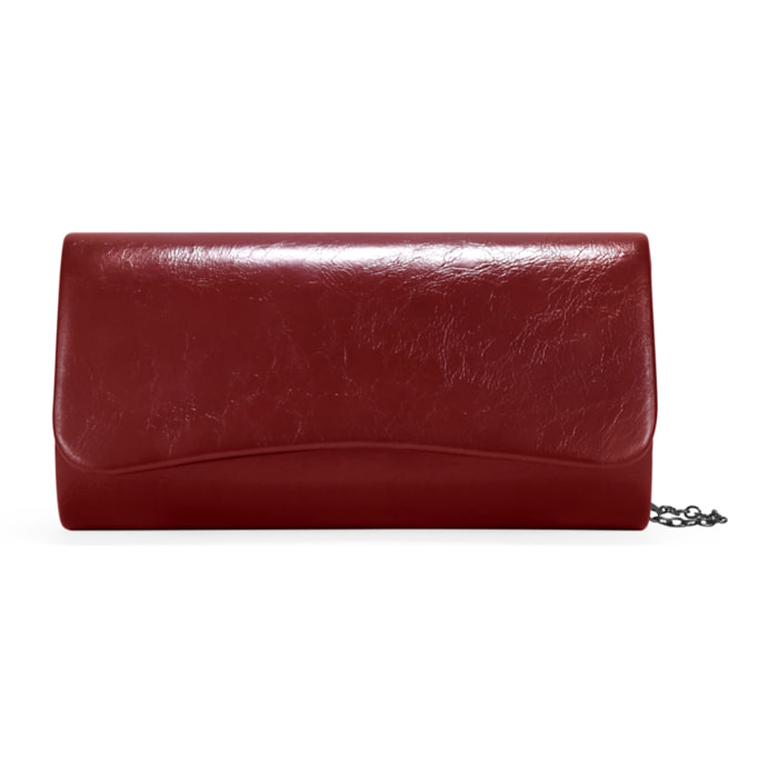 Bolso de fiesta burdeos brillante con solapa