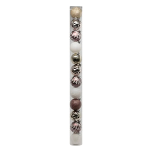 Boules de Noël "Bois de Rose" lot de 12 en plastique D6cm