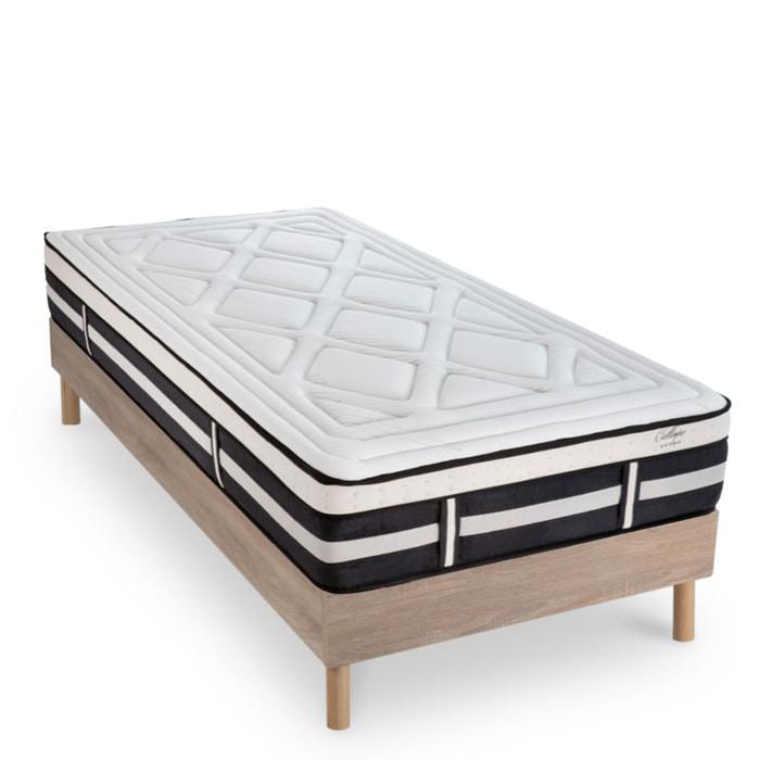 Ensemble Matelas Calliope mémoire de forme - 28cm + sommier kit bois - 1 Place