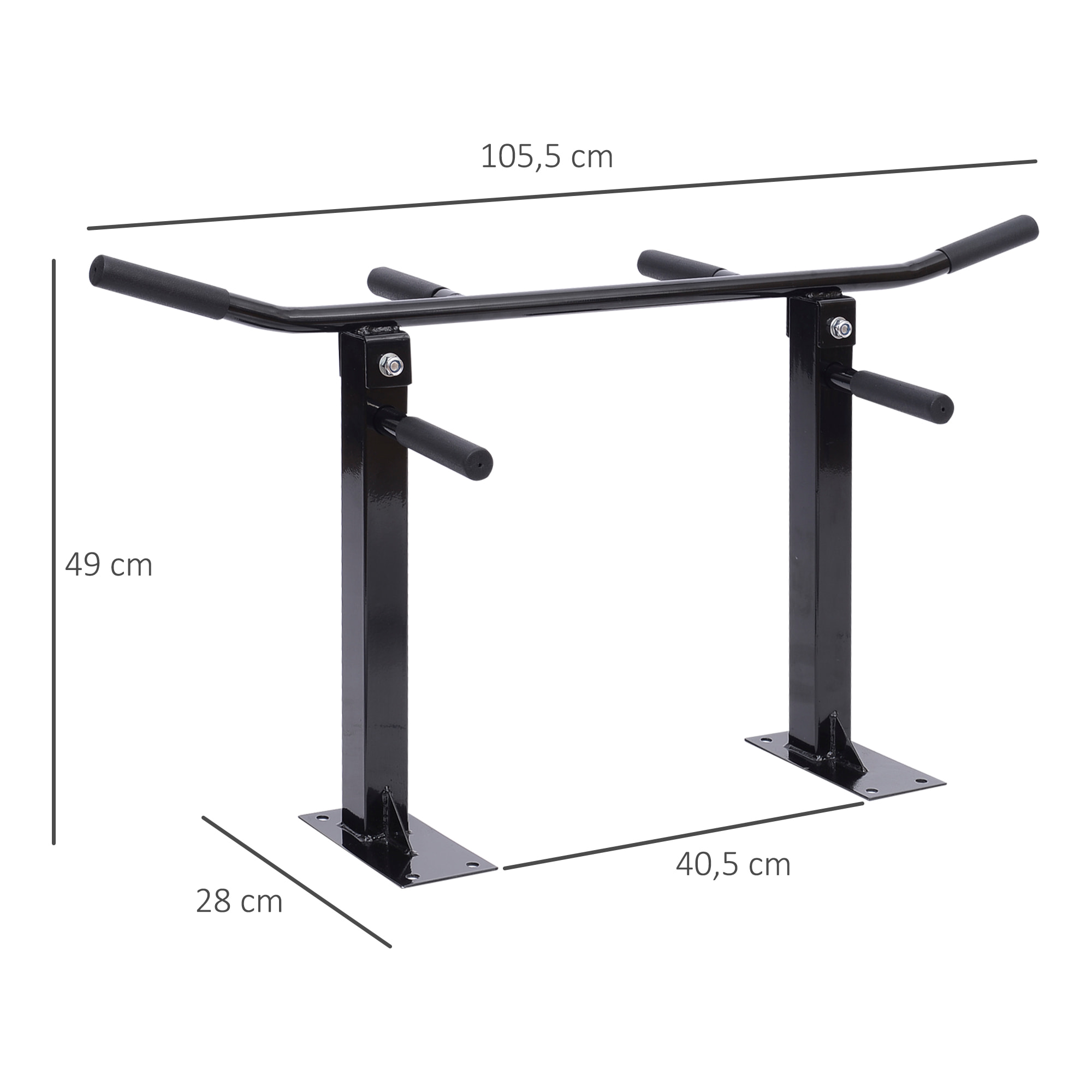 Barra de Dominadas de Pared Barra para Dominadas de Acero Barra de Tracción para Entrenamiento en Casa Hogar Carga Máx. 150 kg 105,5x28x49 cm Negro